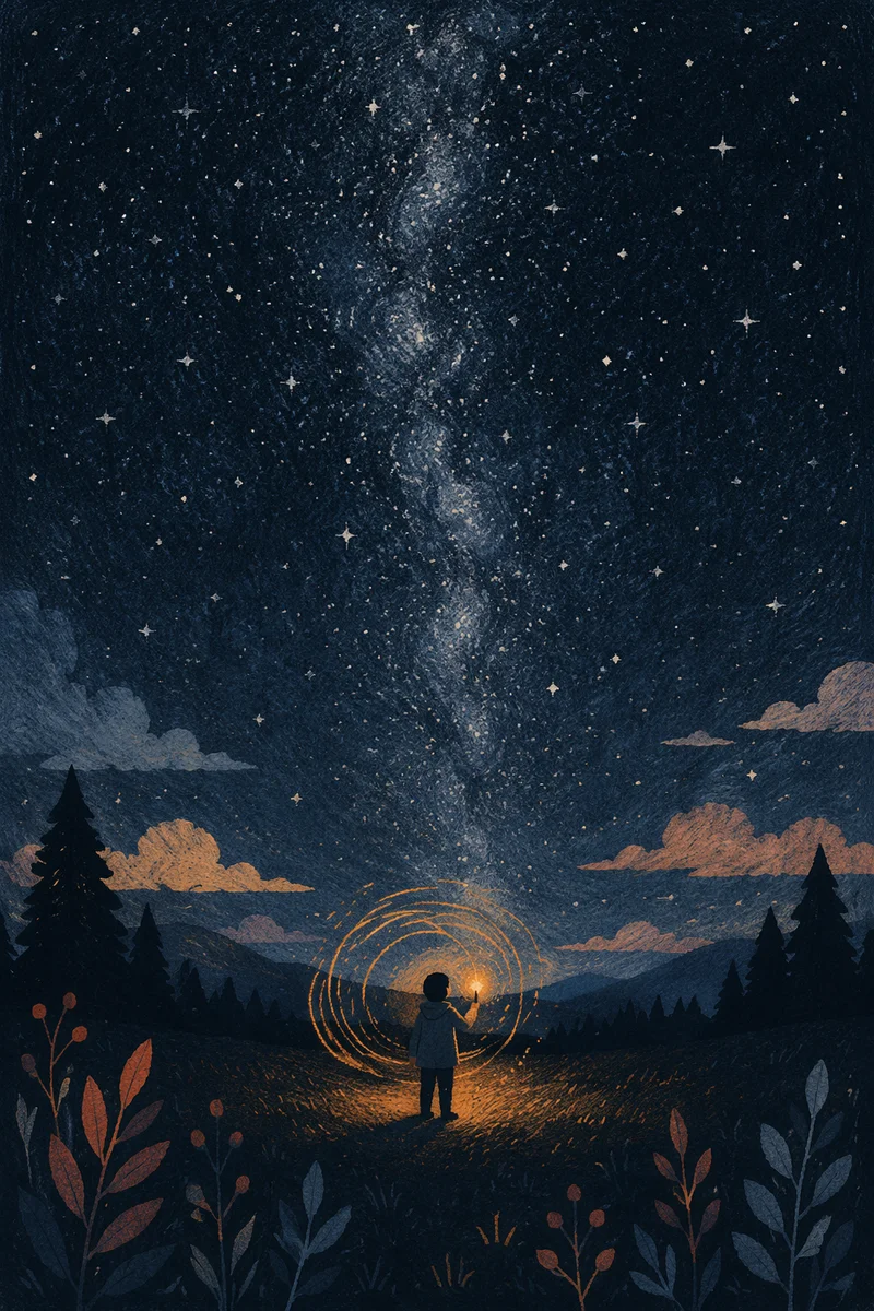 Milky Way Over Quiet Meadow Night