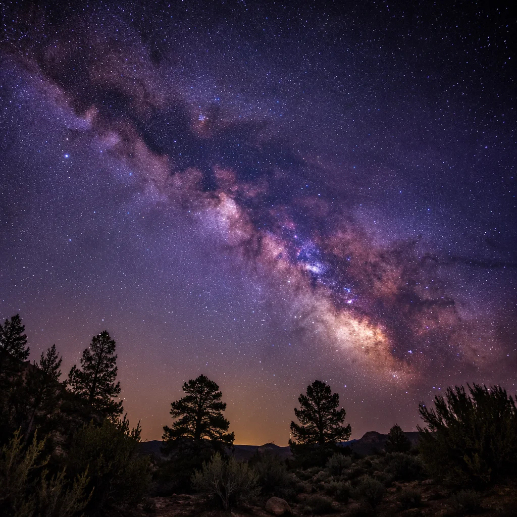Milky Way Over Starry Desert Trees