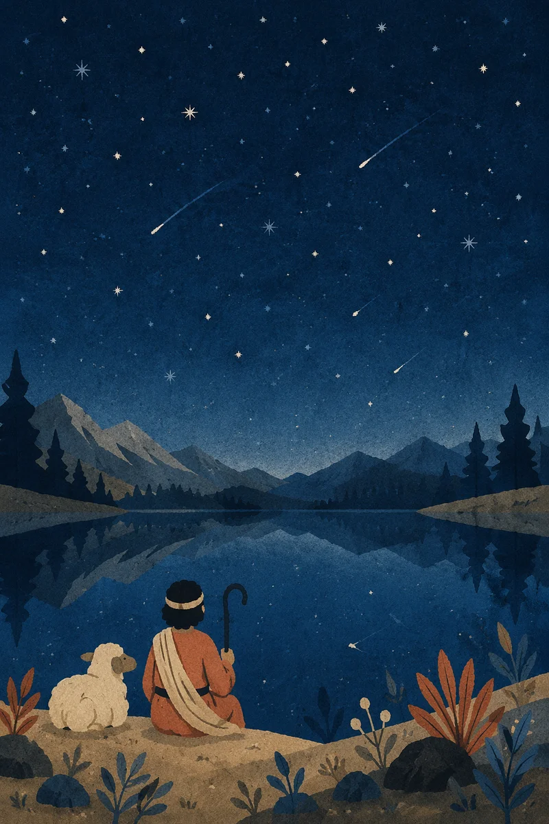 Starry Night Over Mountain Lake Reflection