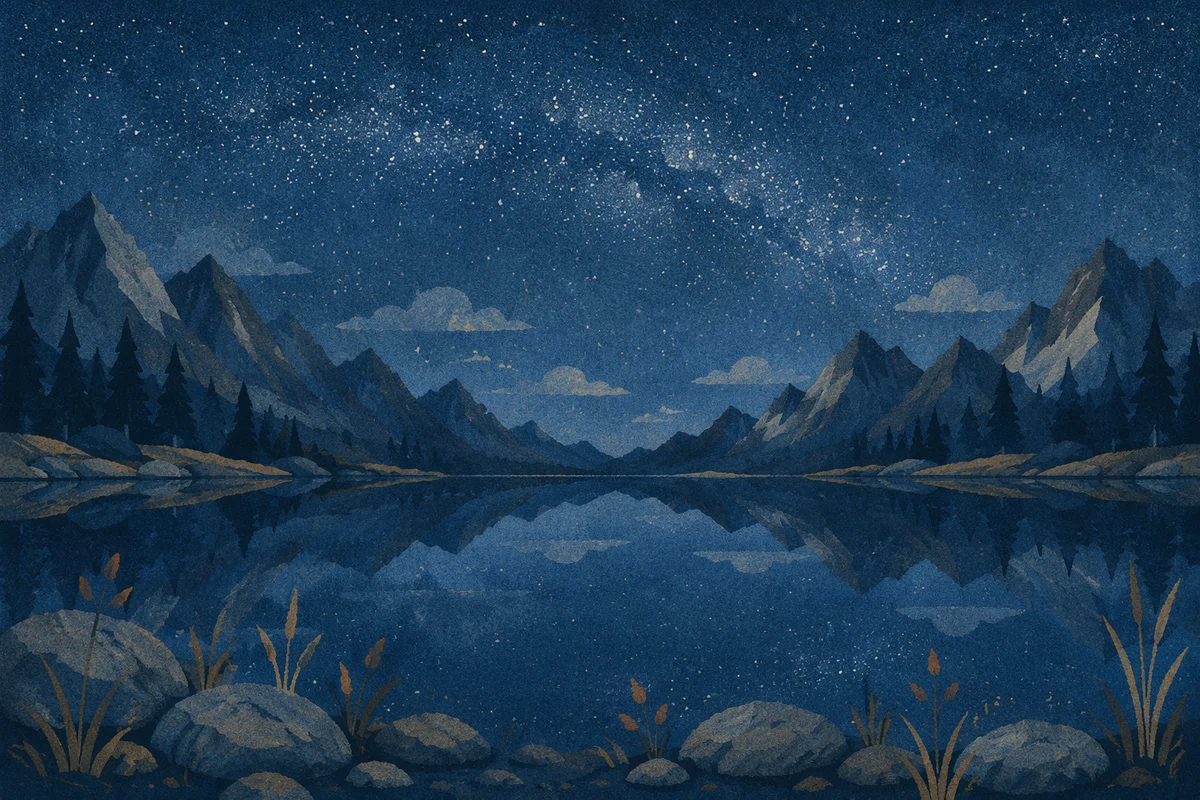 Starry Mountain Lake Reflection at Midnight