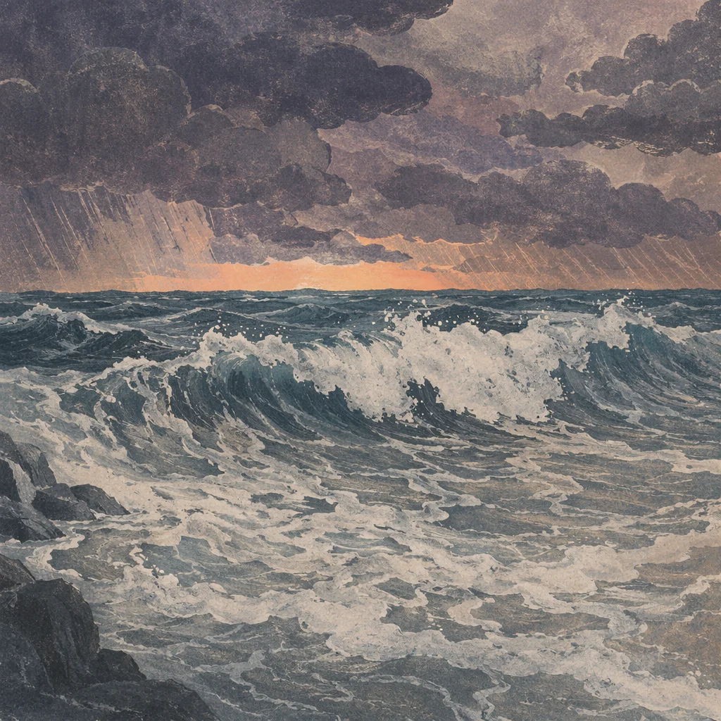 Dramatic Stormy Sea with Dark Clouds