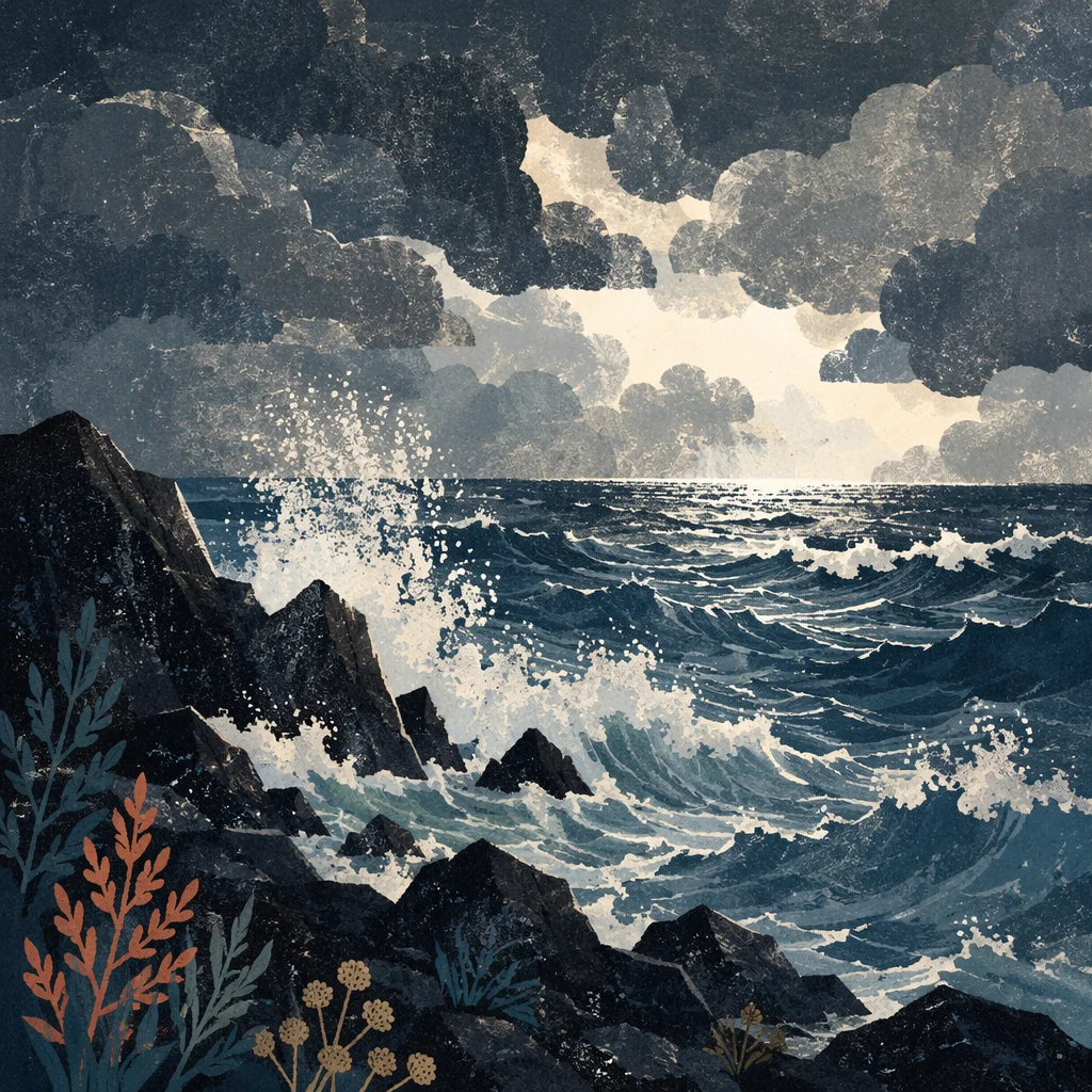 Stormy Sea with Dark Clouds