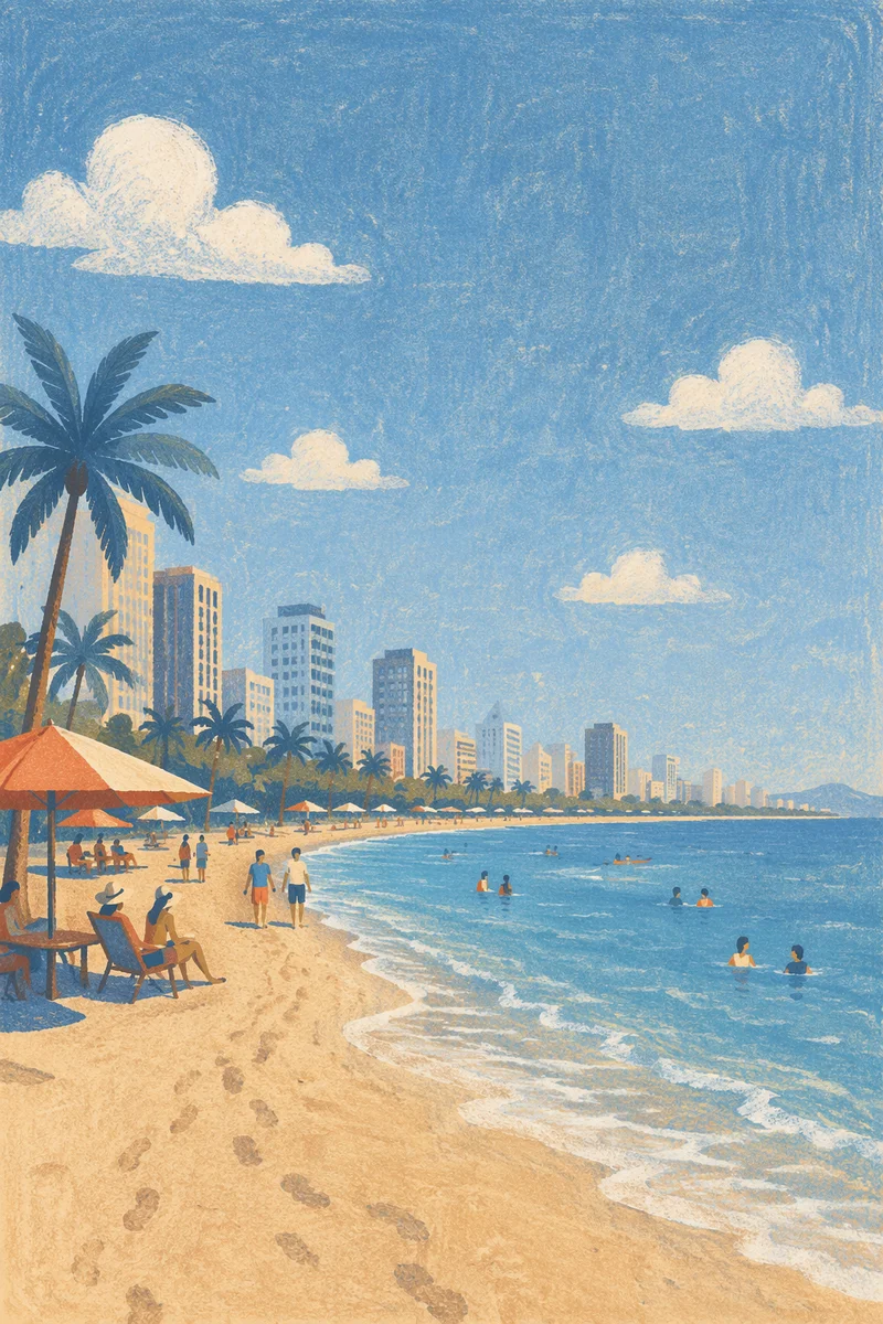 Sunny Blue Sky Over Coastal Beach