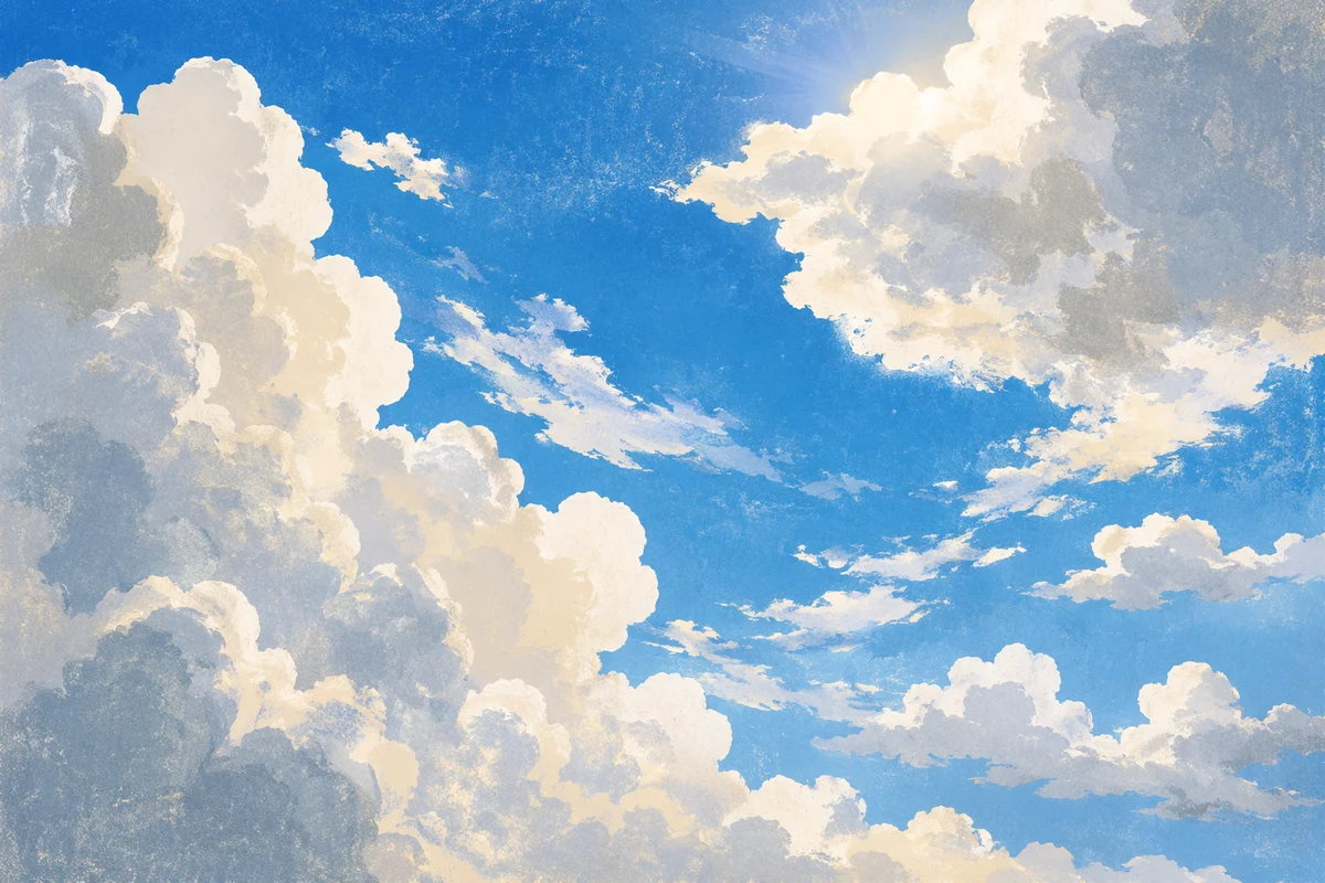Brilliant Blue Sky with Glowing Clouds