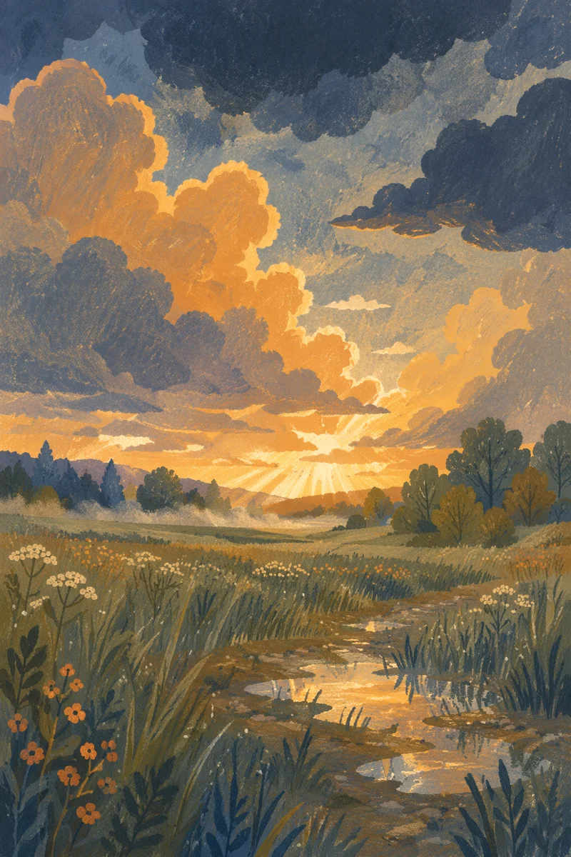 Golden Sunset Clouds After Summer Storm