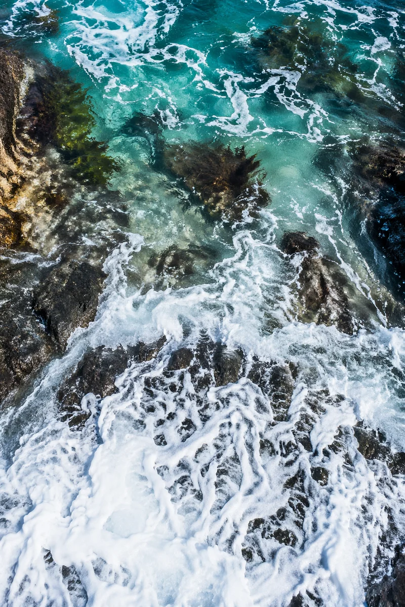 Turquoise Tide Pools on Coastal Rocks