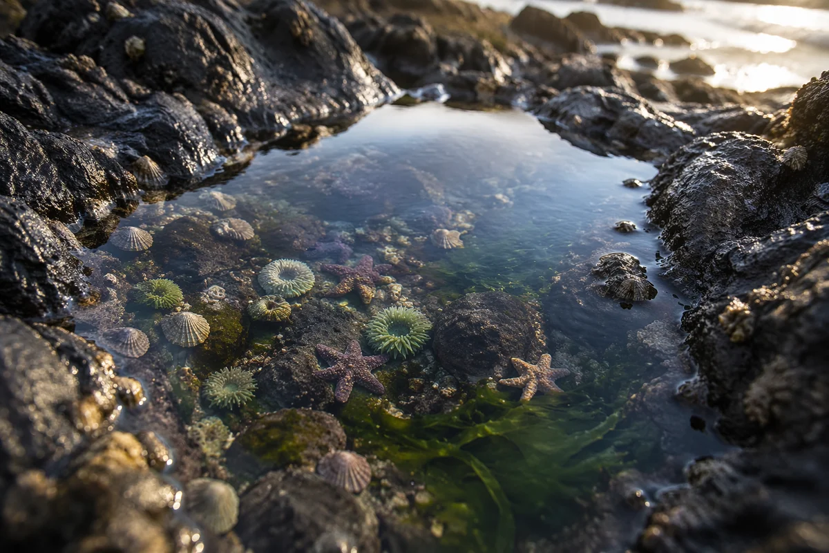 Coastal Tide Pool with Marine Life