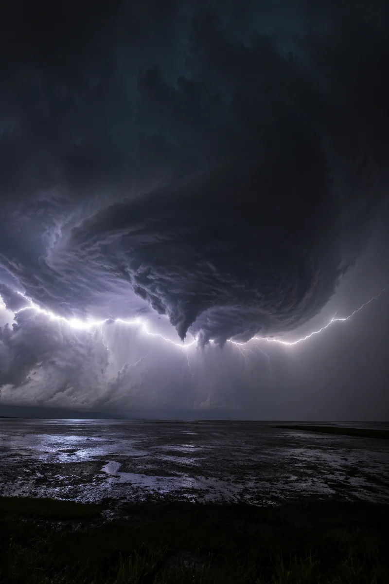 Lightning Over Coastal Plain Storm Sky