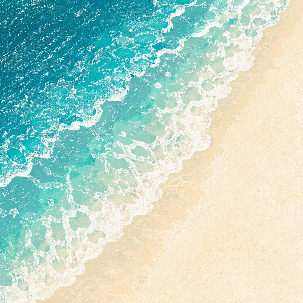 Aerial Turquoise Beach With White Sand