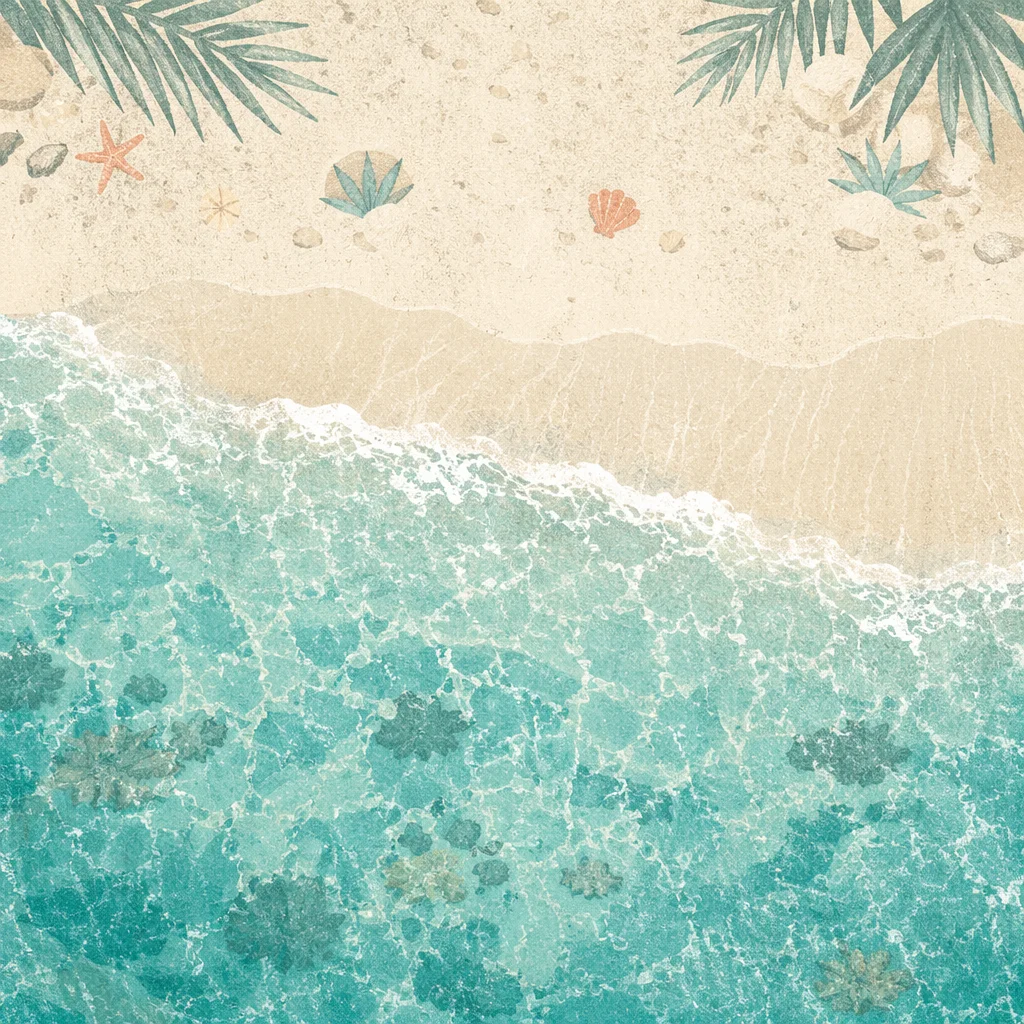 Aerial Tropical Beach With Turquoise Shoreline