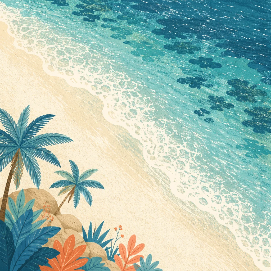 Aerial Turquoise Tropical Beach Shoreline