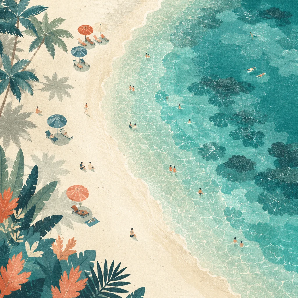 Serene Tropical Beach Aerial in Turquoise Water
