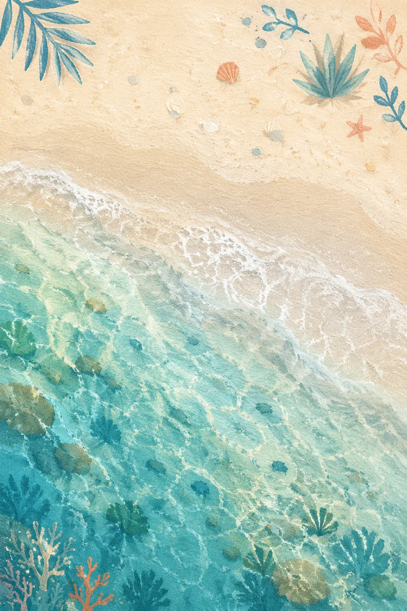 Aerial Turquoise Beach with White Sand