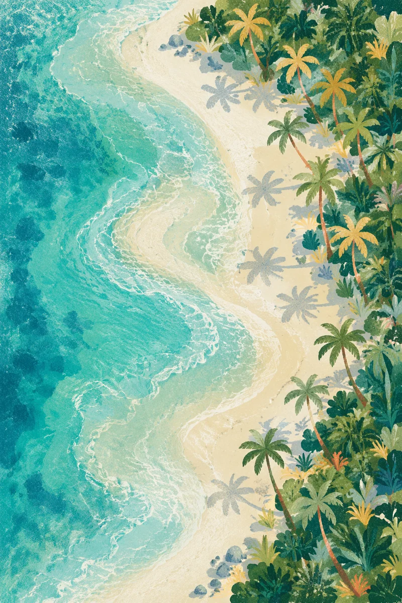 Serene Tropical Beach Aerial Morning View