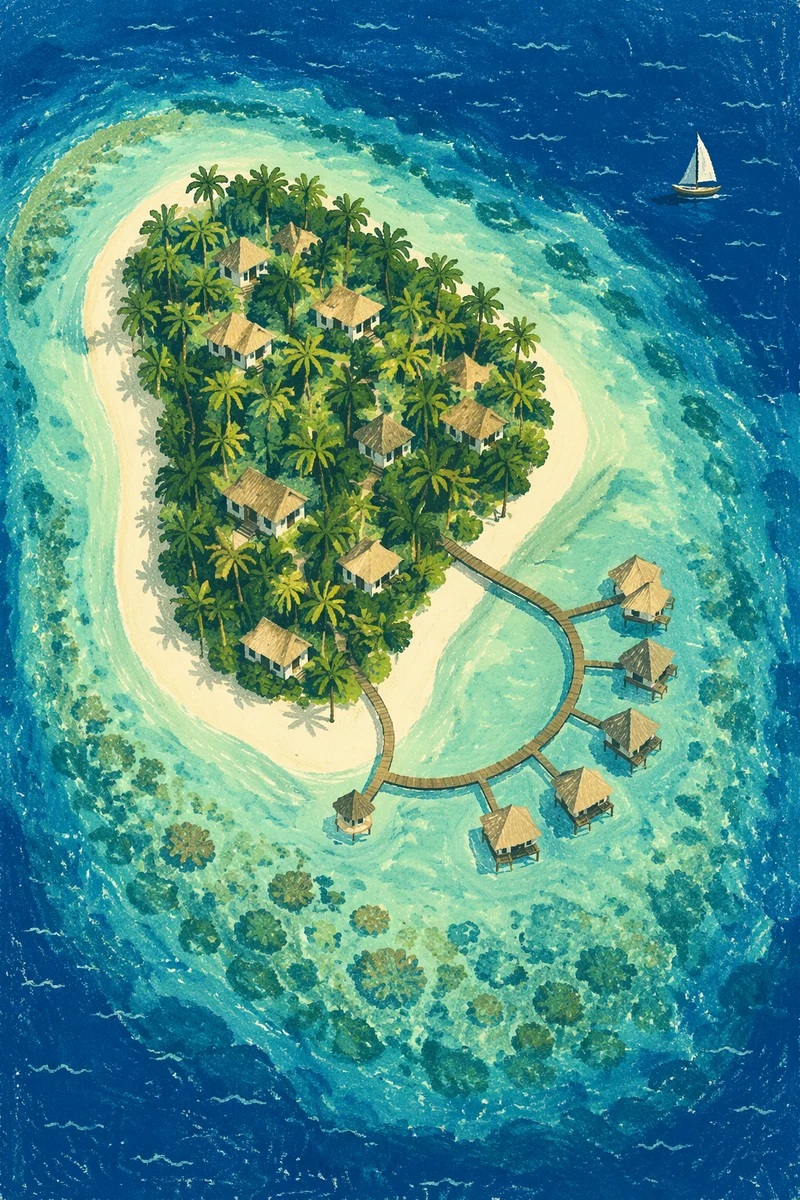 Aerial Tropical Lagoon with White Sand