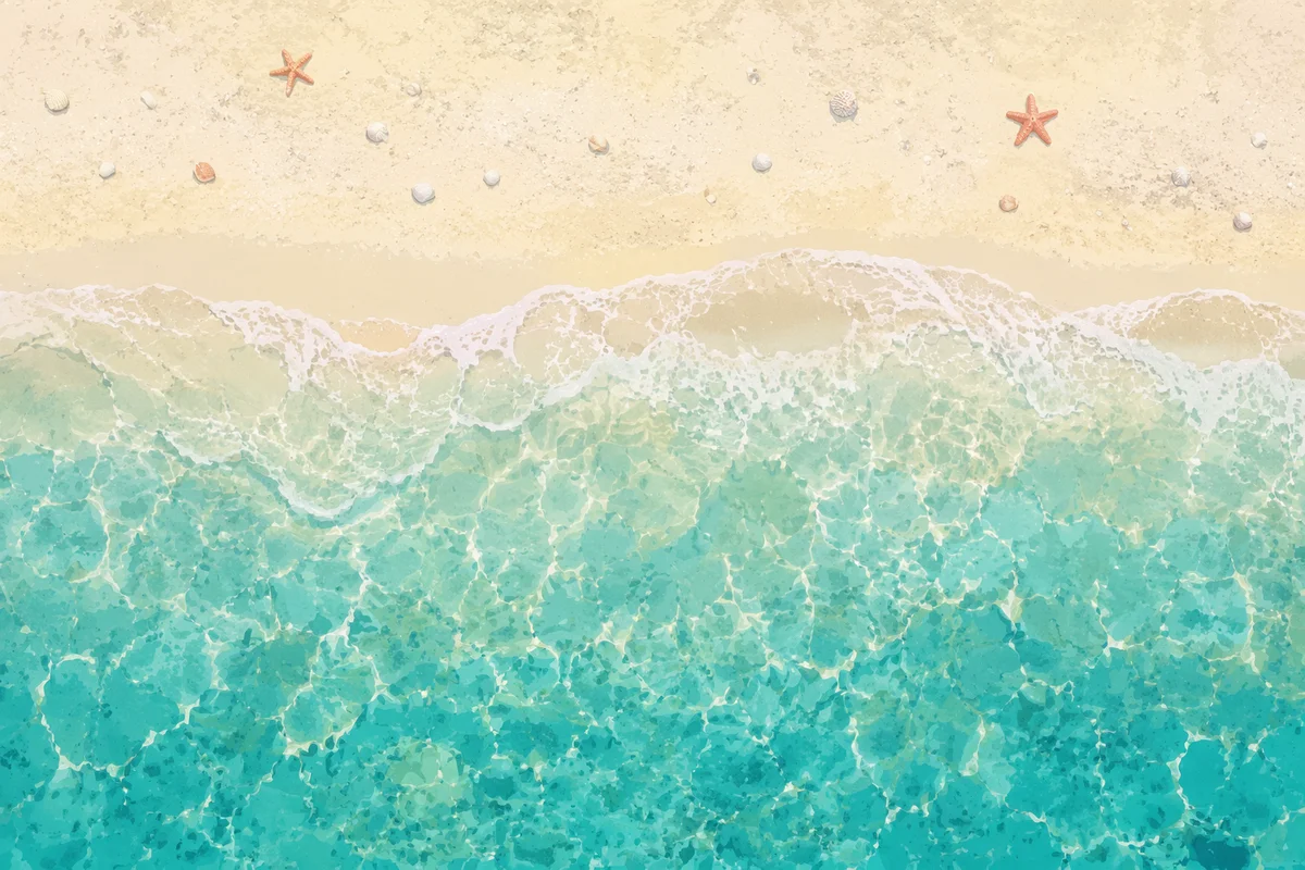 Aerial Tropical Beach with Turquoise Shoreline