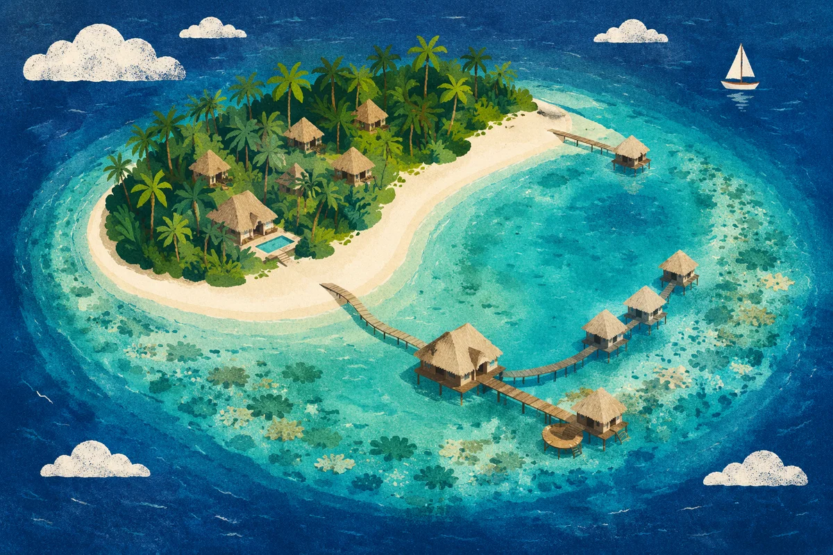 Aerial Tropical Lagoon With White Sand