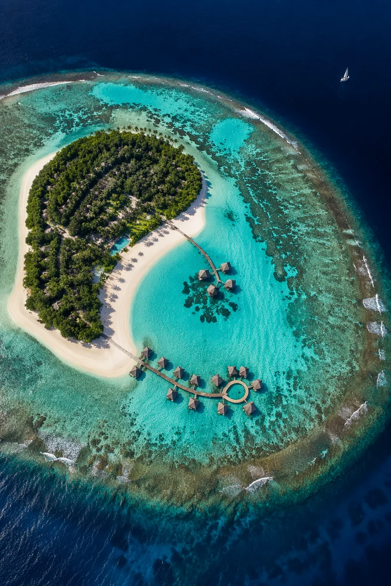 Aerial Tropical Lagoon with Turquoise Water