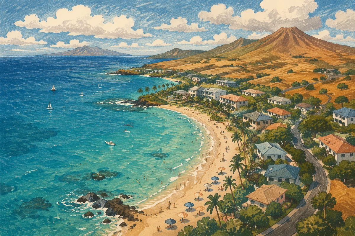 Tropical Island Coastline with Turquoise Waters