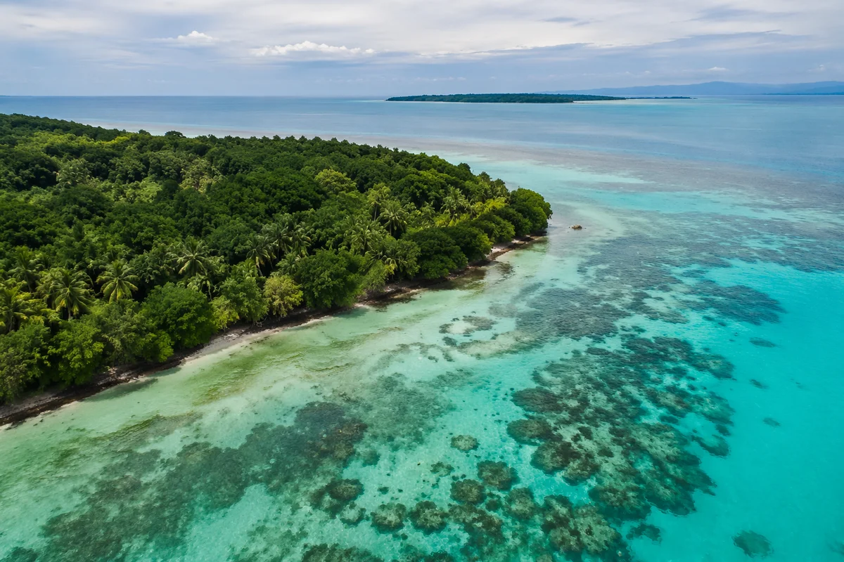 Tropical Island Lagoon Aerial View