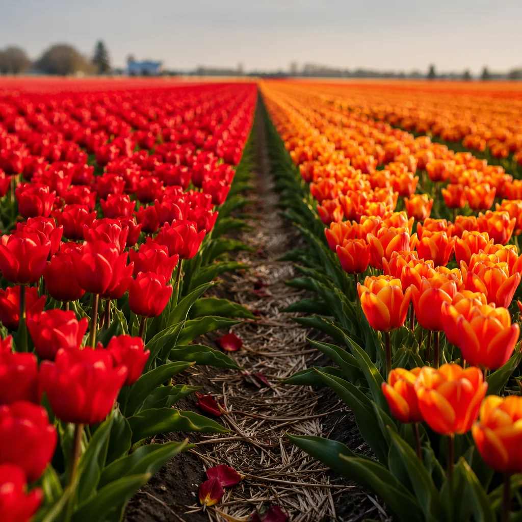 Golden Tulip Field Path in Netherlands