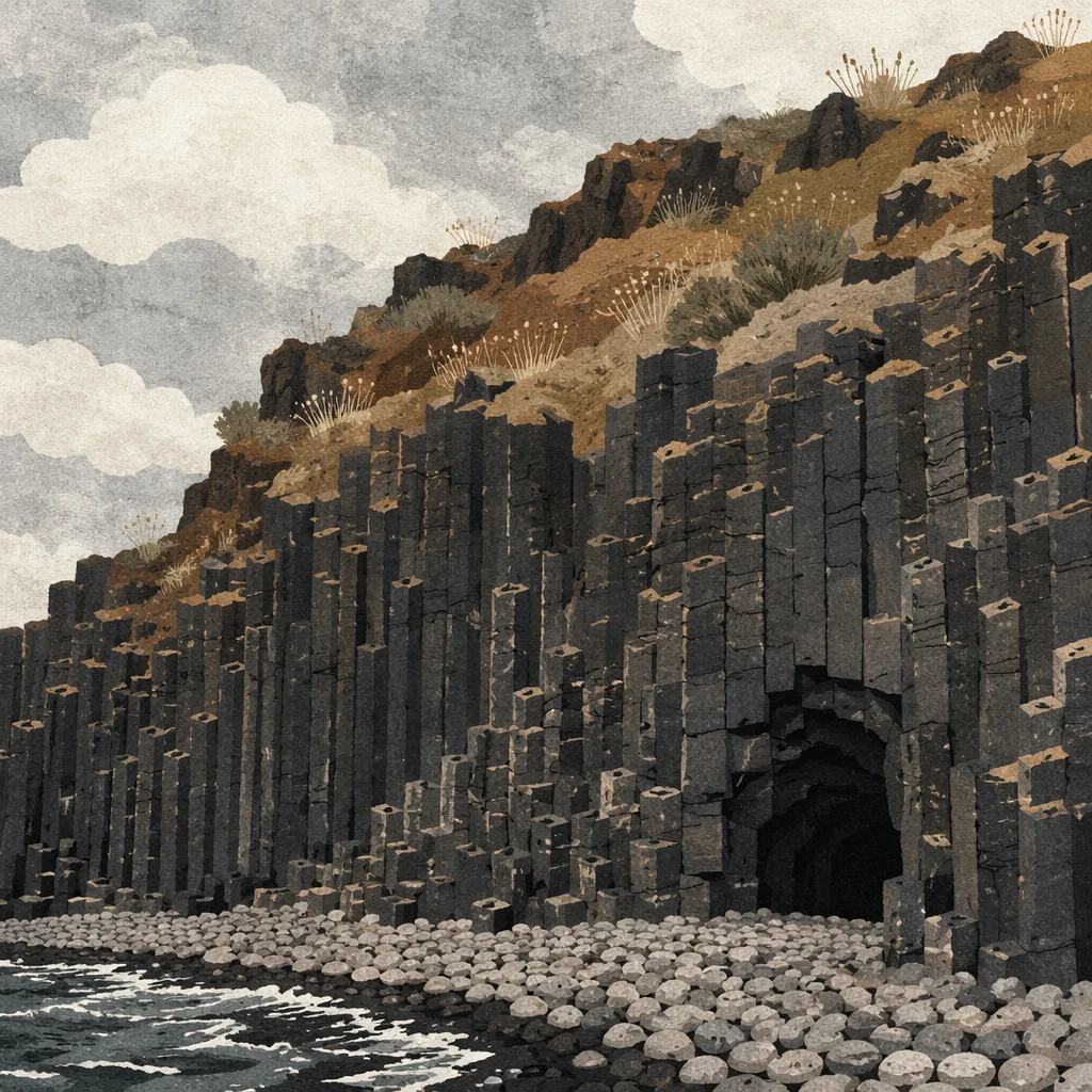 Rugged Black Lava Coast Basalt Cliffs