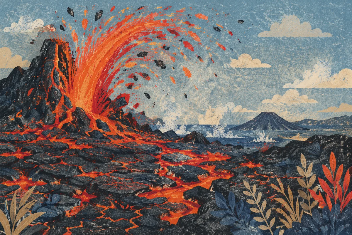 Glowing Lava Arc on Black Coast
