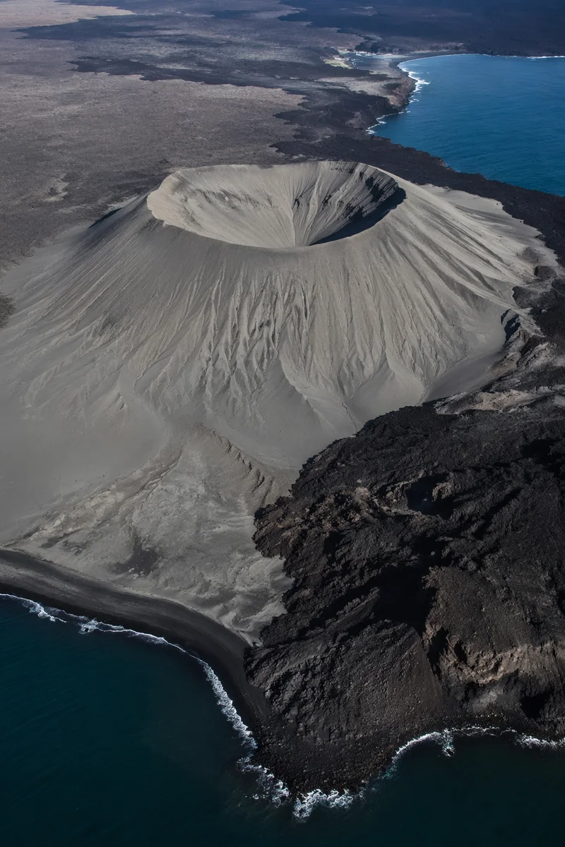 Remote Volcanic Coast with Black Lava Cliffs