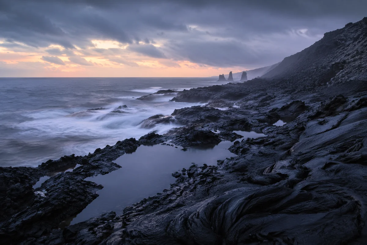 Blue Hour Black Lava Coastline