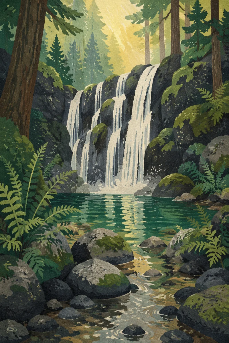 Hidden Forest Waterfall and Emerald Pool
