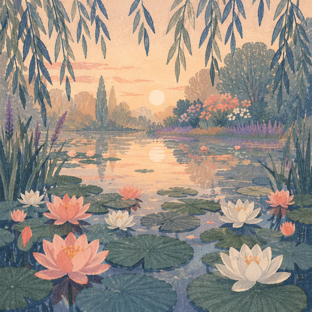 Dreamy Waterlily Pond at Dawn