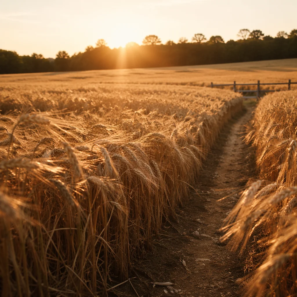 Golden Hour Wheat Field in Wind