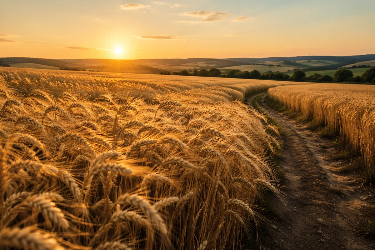 Golden Hour Wind Over Wheat Field