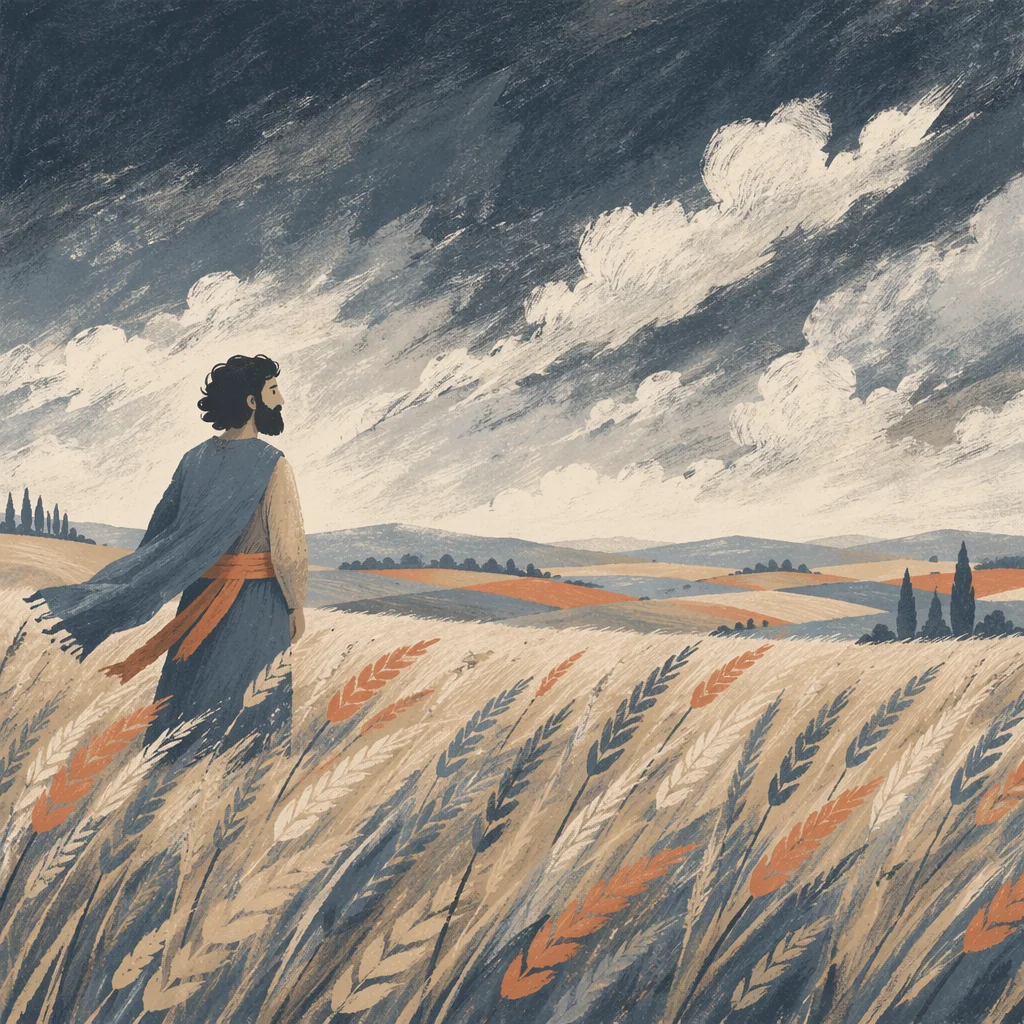 Windswept Grass Field Under Racing Clouds