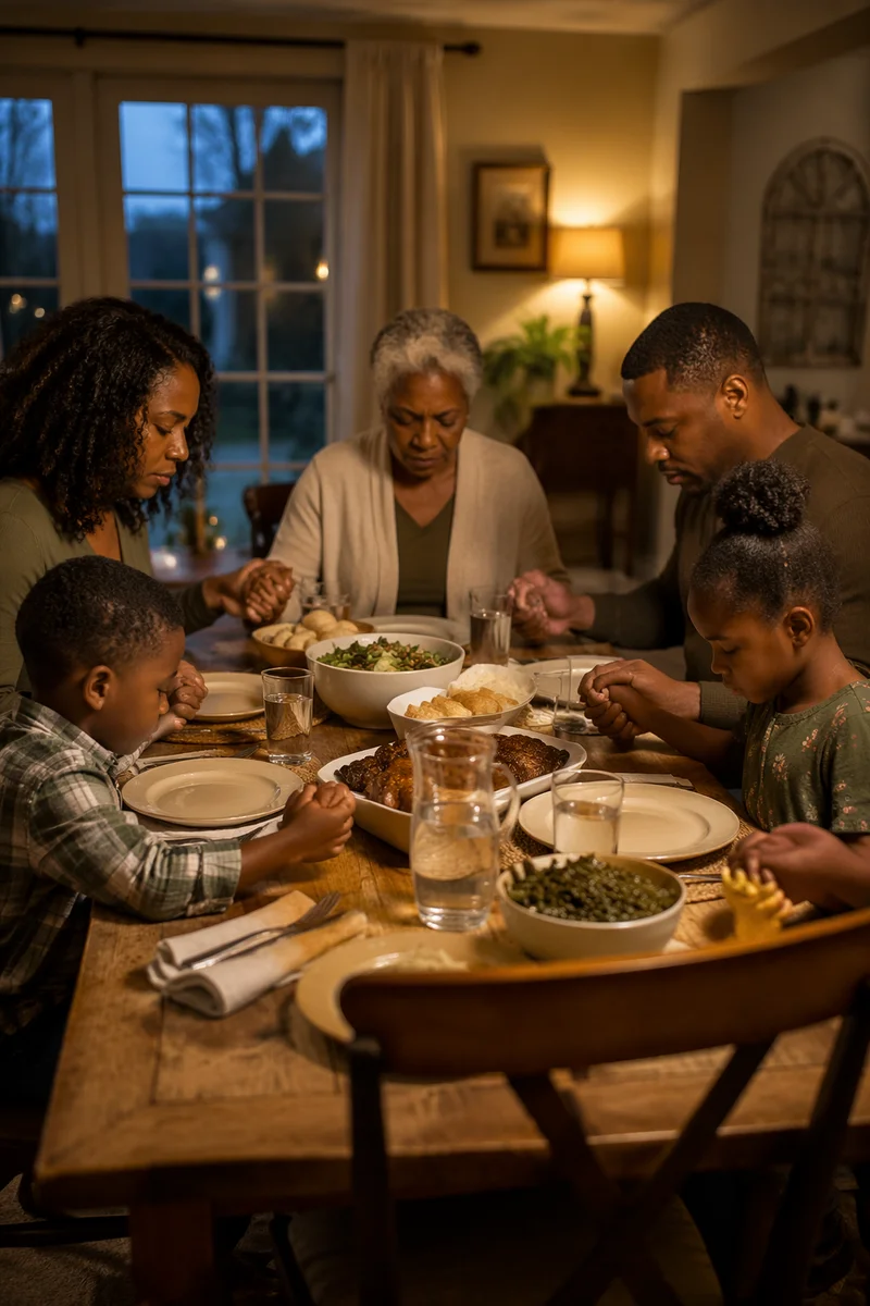 African American Family Prayer Before Dinner
