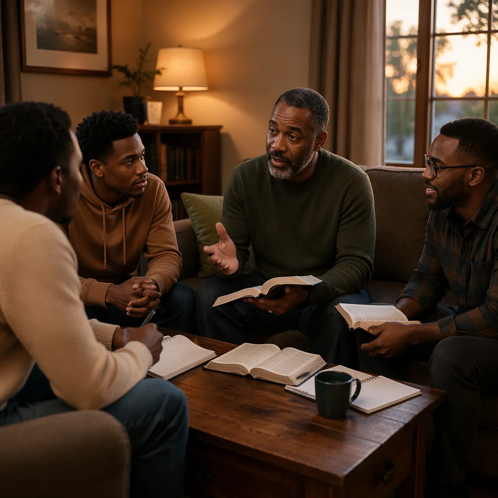 African American Men Studying Together Indoors