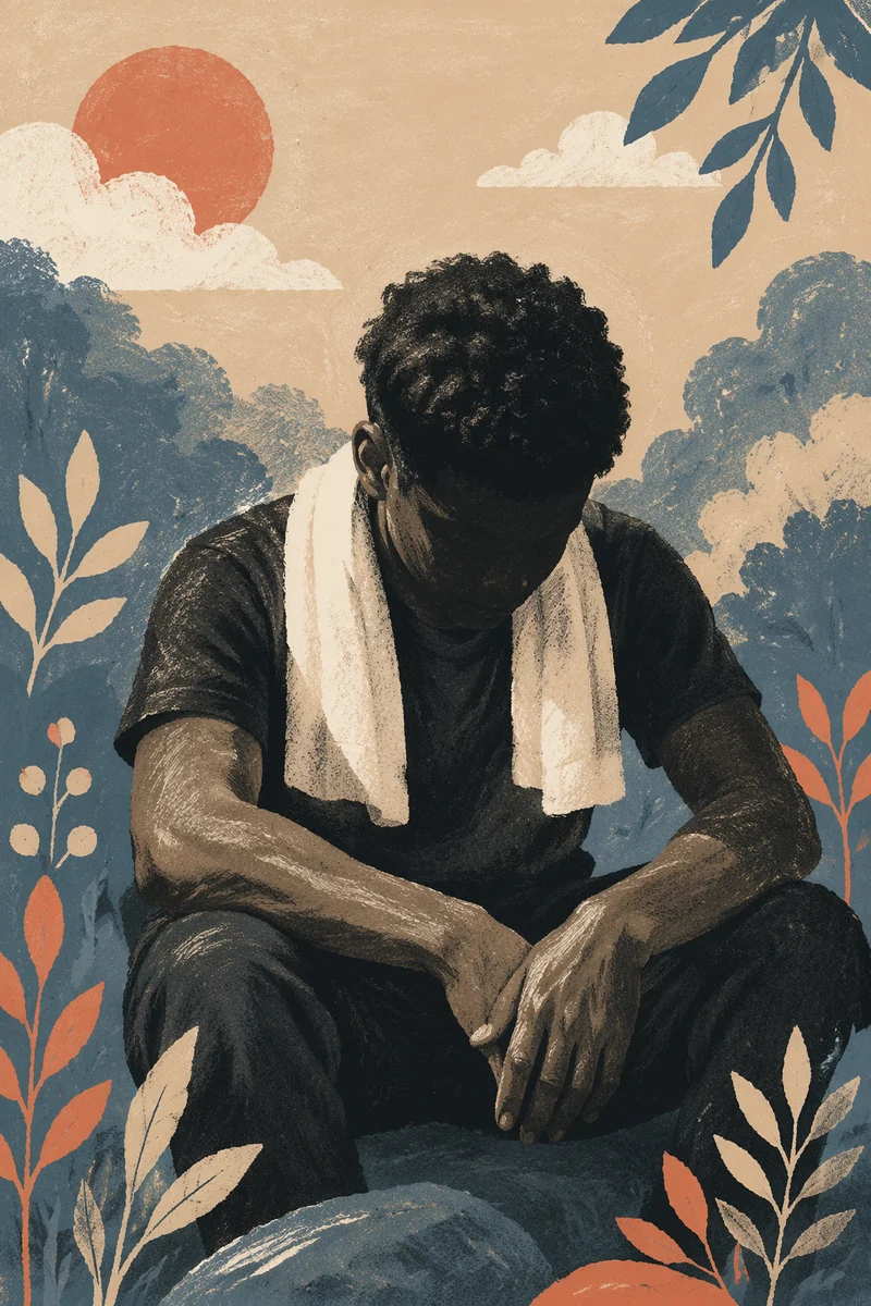 Young Person Seated Outdoors in Reflection