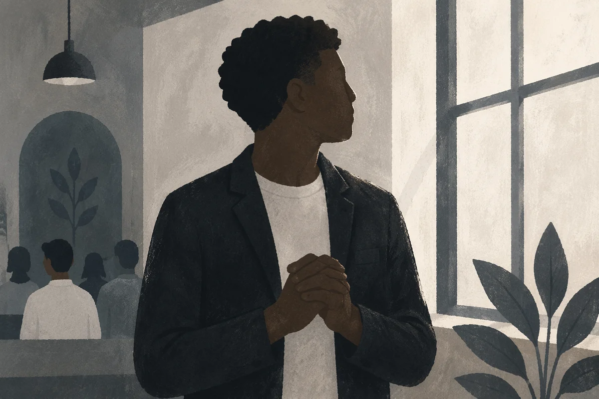 Reflective Young Adult by Tall Window