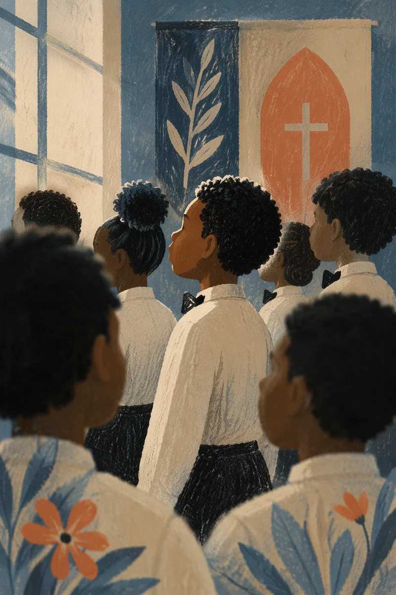 African Children Singing in Church School Choir