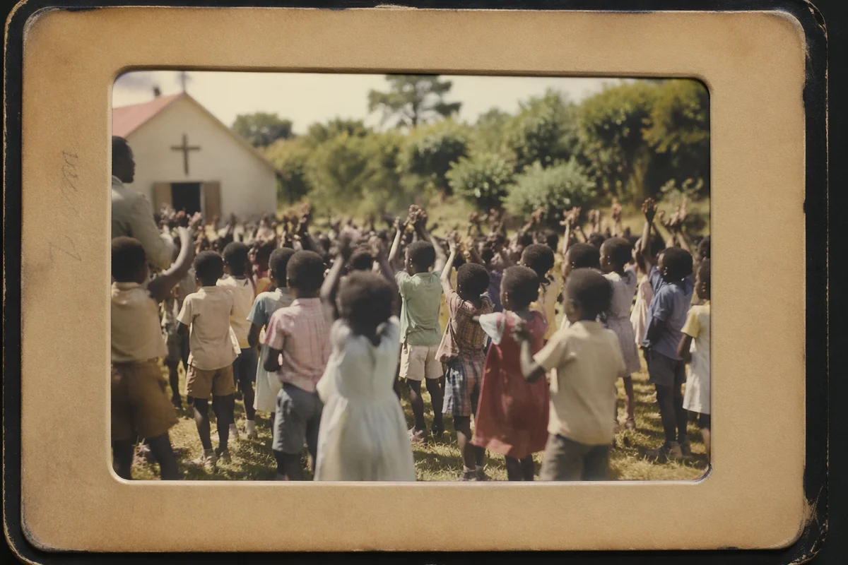 African Children Singing at Church School