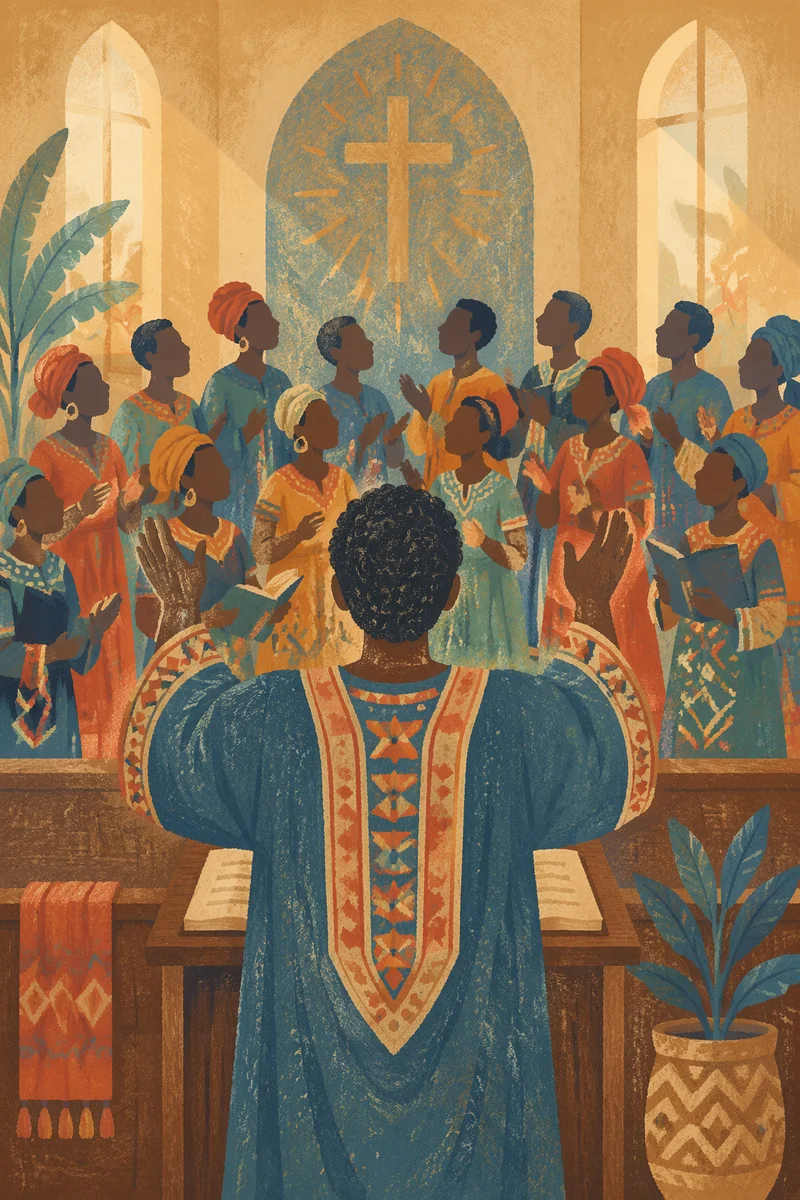 Joyful African Church Choir in Morning Light