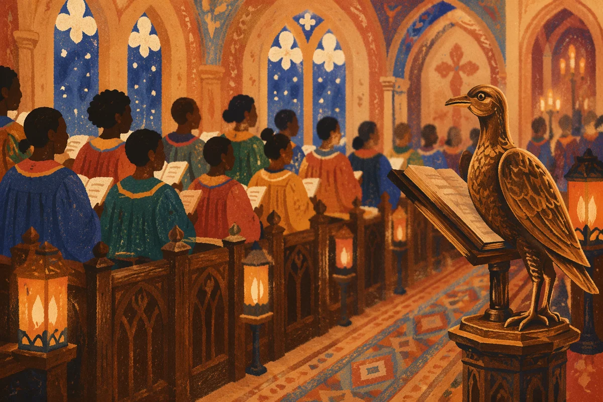 Joyful African Church Choir in Colorful Robes