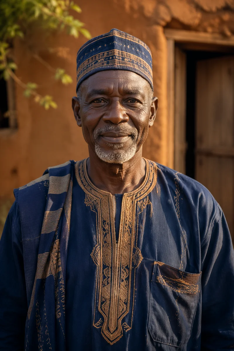 Dignified Older African Man in Traditional Attire