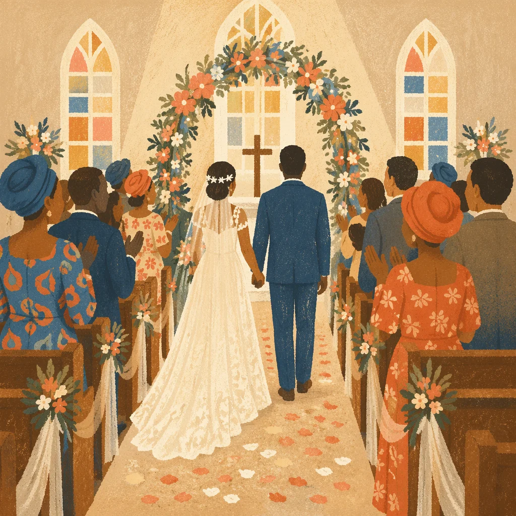 African Church Wedding Celebration Aisle Walk