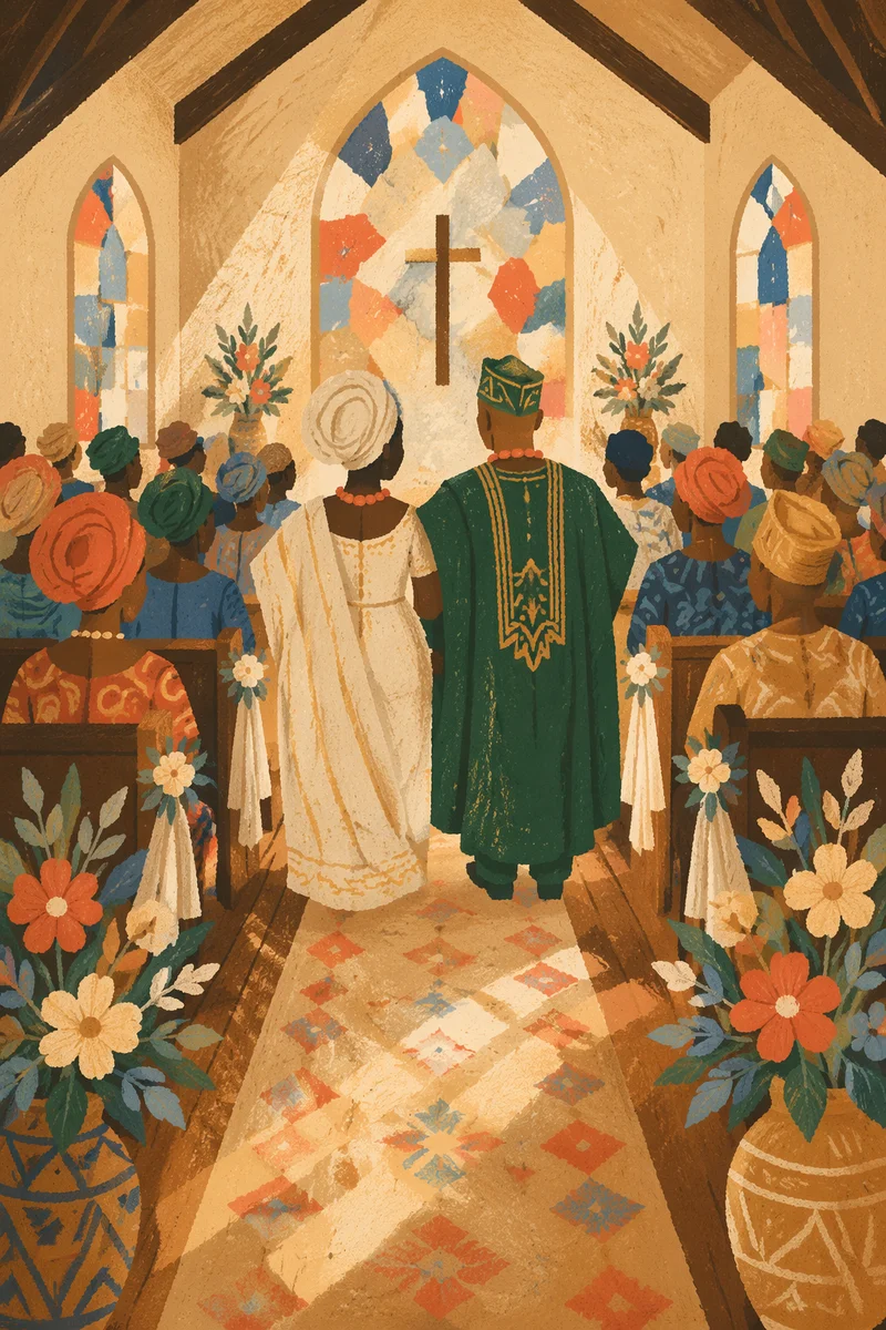 African Church Wedding Celebration in Warm Light