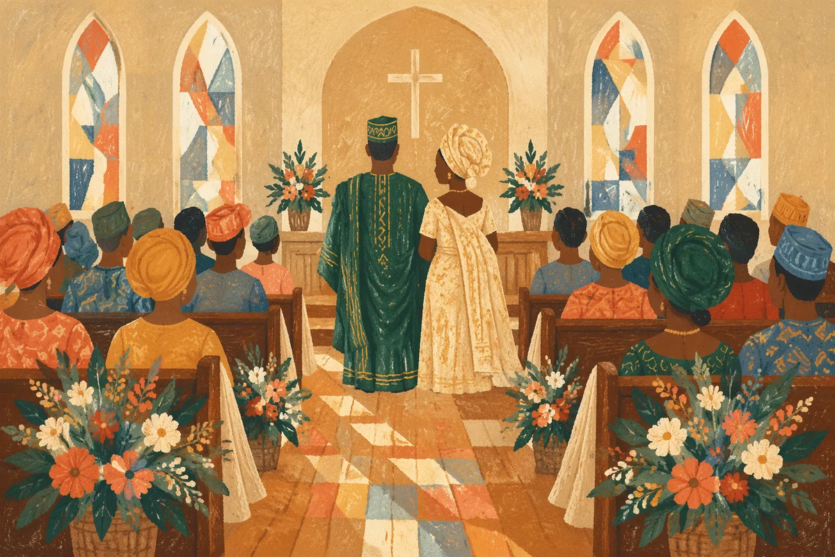 African Church Wedding Celebration in Warm Light