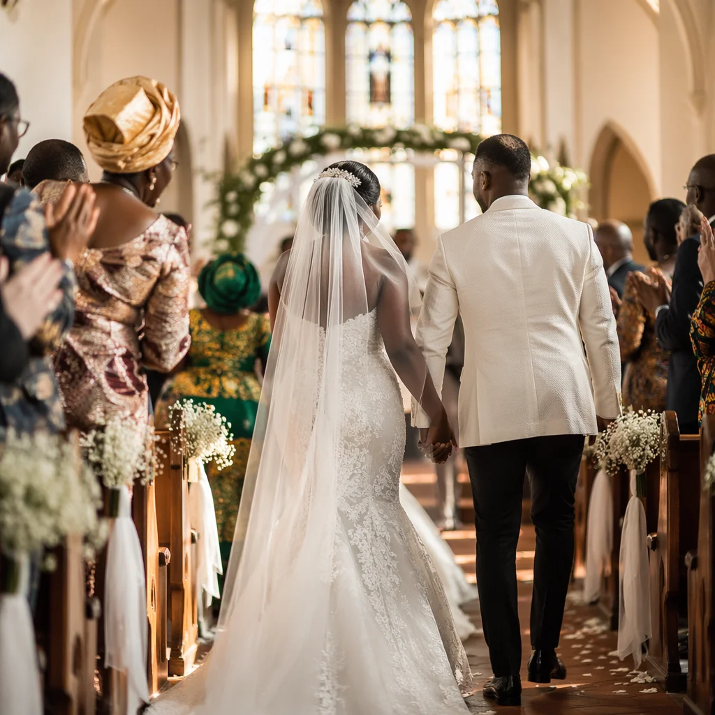 African Church Wedding Celebration Aisle View