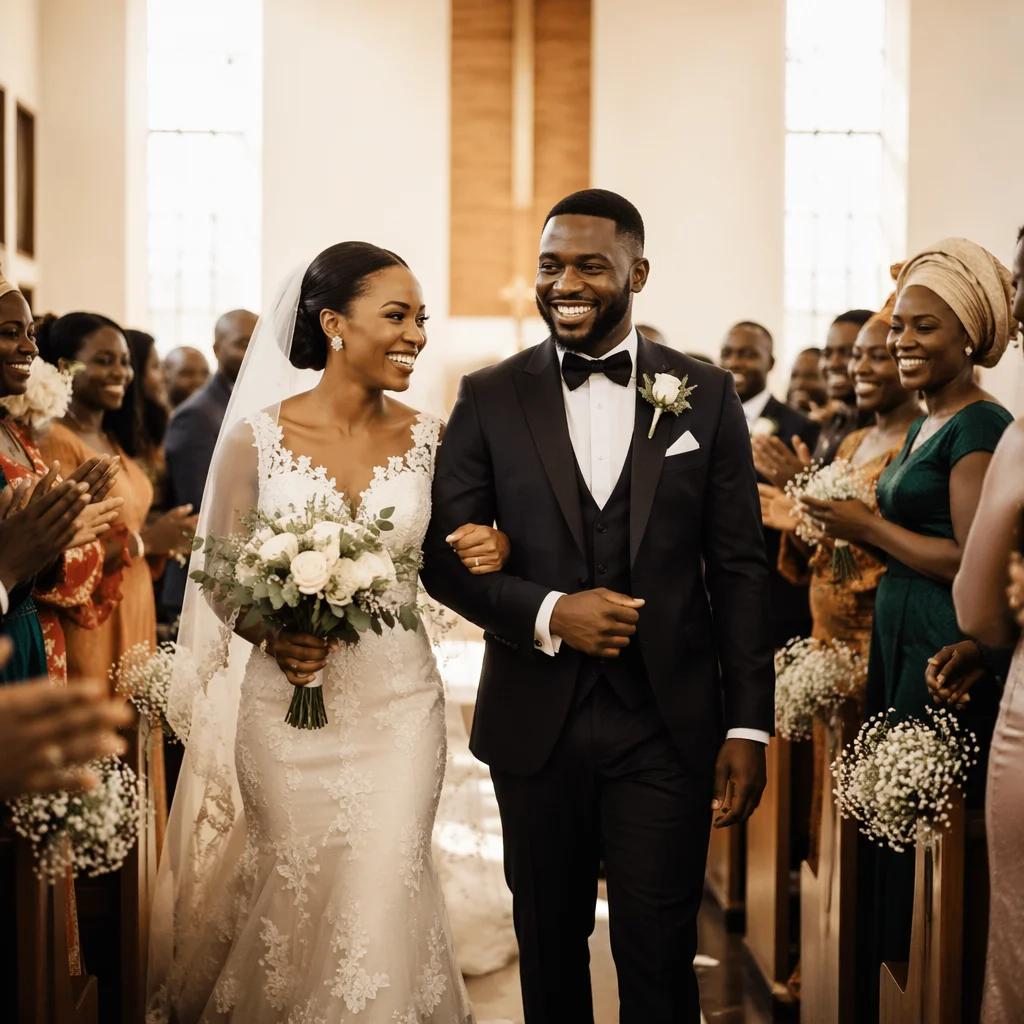 Joyful African Church Wedding Aisle Celebration