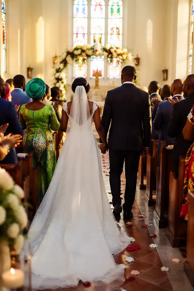 African Church Wedding Celebration Aisle View