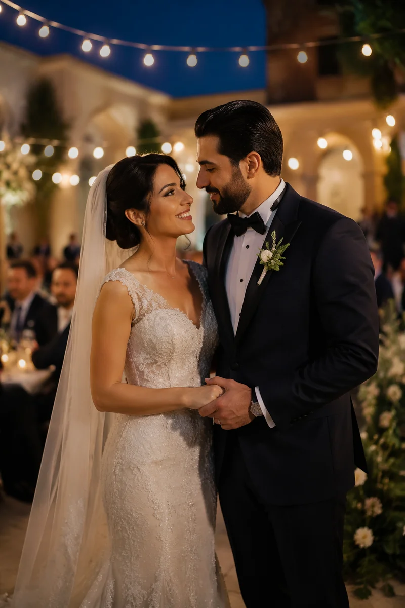 Joyful Arab Wedding Couple Portrait